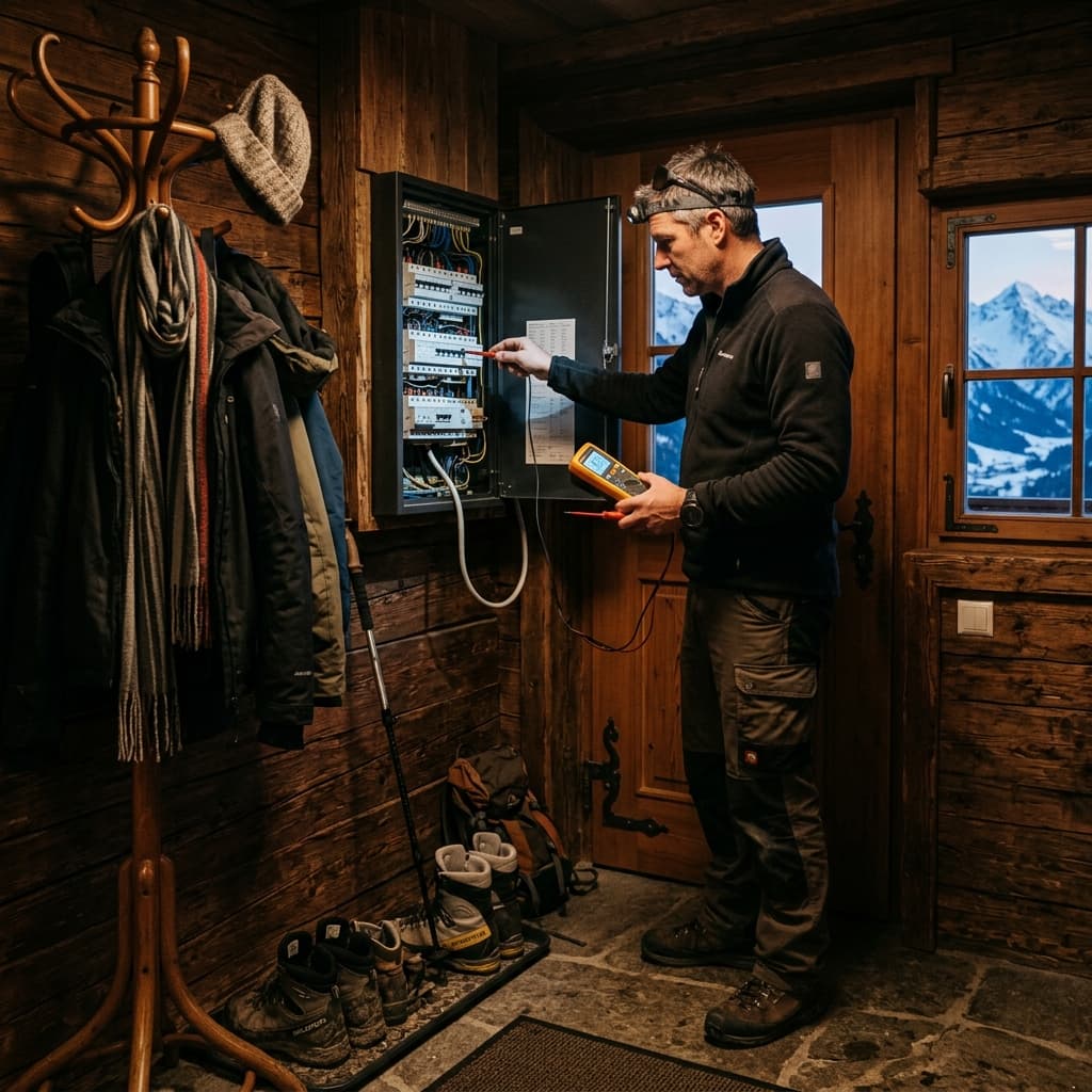 Tecnico elettricista al lavoro a Giaveno in Val Sangone